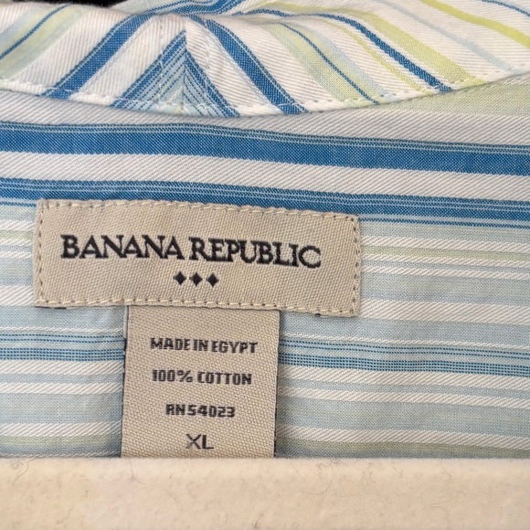 Banana Republic Blue Multicolor Striped Shirt Women’s XL Style #48814 Retro - Picture 4 of 6